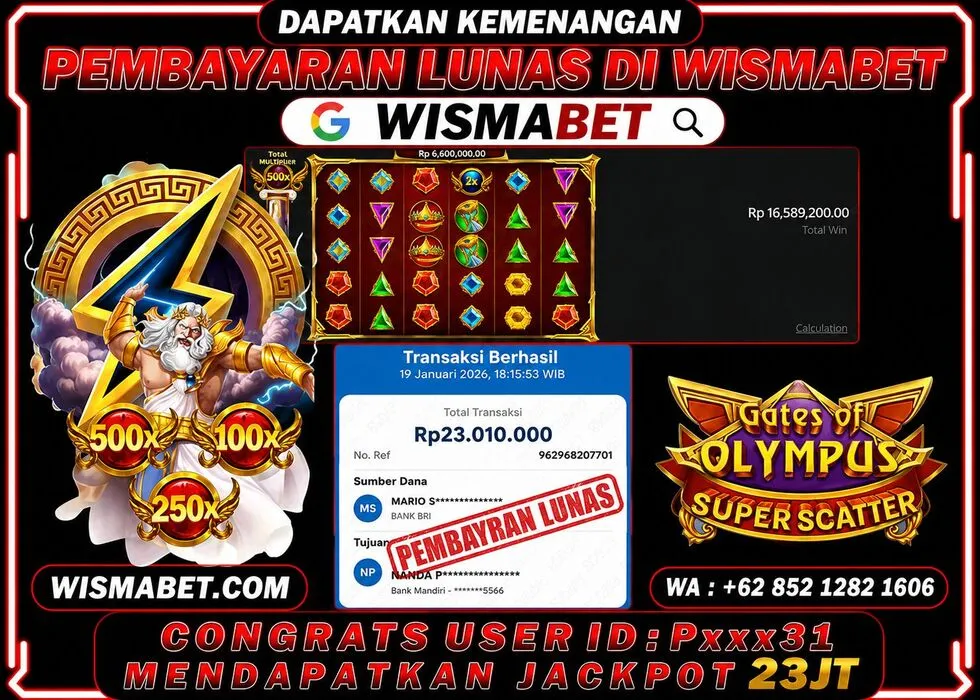 BUKTI KEMENANGAN Gates of Olympus Super Scatter Rp23,010,000- LUNAS